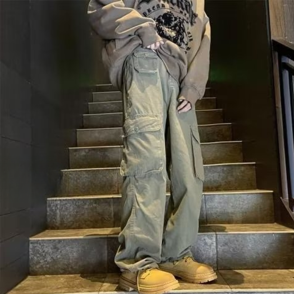 Versatile High Street Straight Cargo Pants