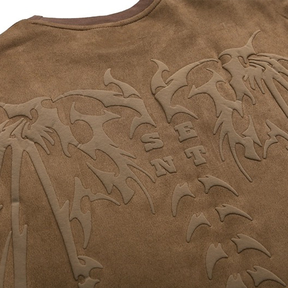 🔥Crush Skull | Vintage Skull Wing Suede T-shirt