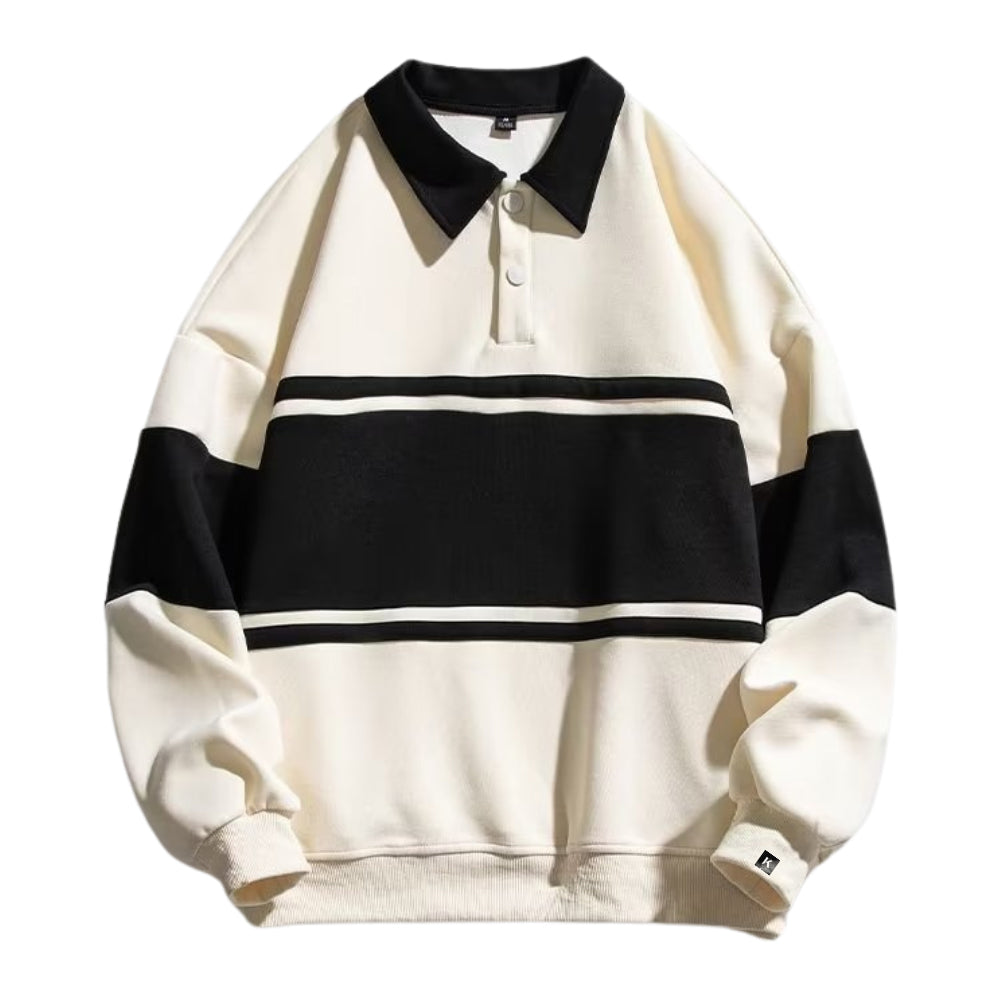 Japanese Striped Contrasting Sweatshirt