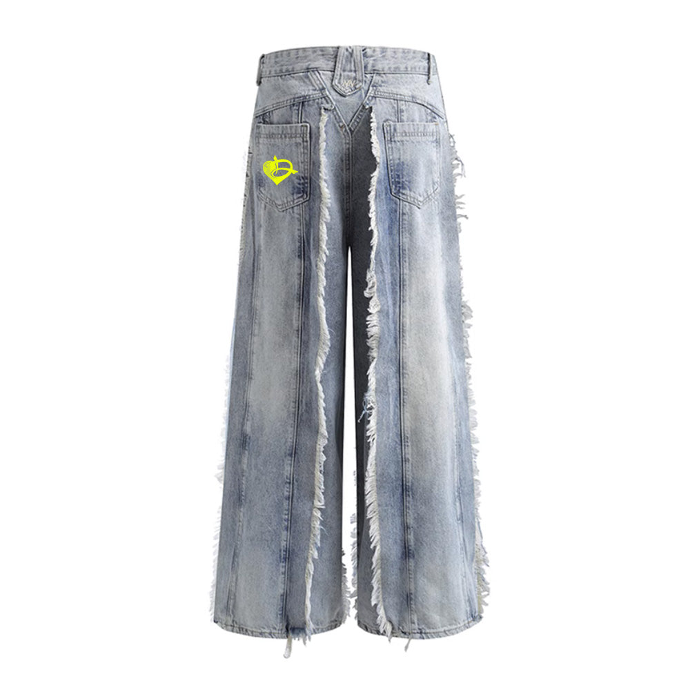 DF Heavy Frayed Floor-Length Jeans