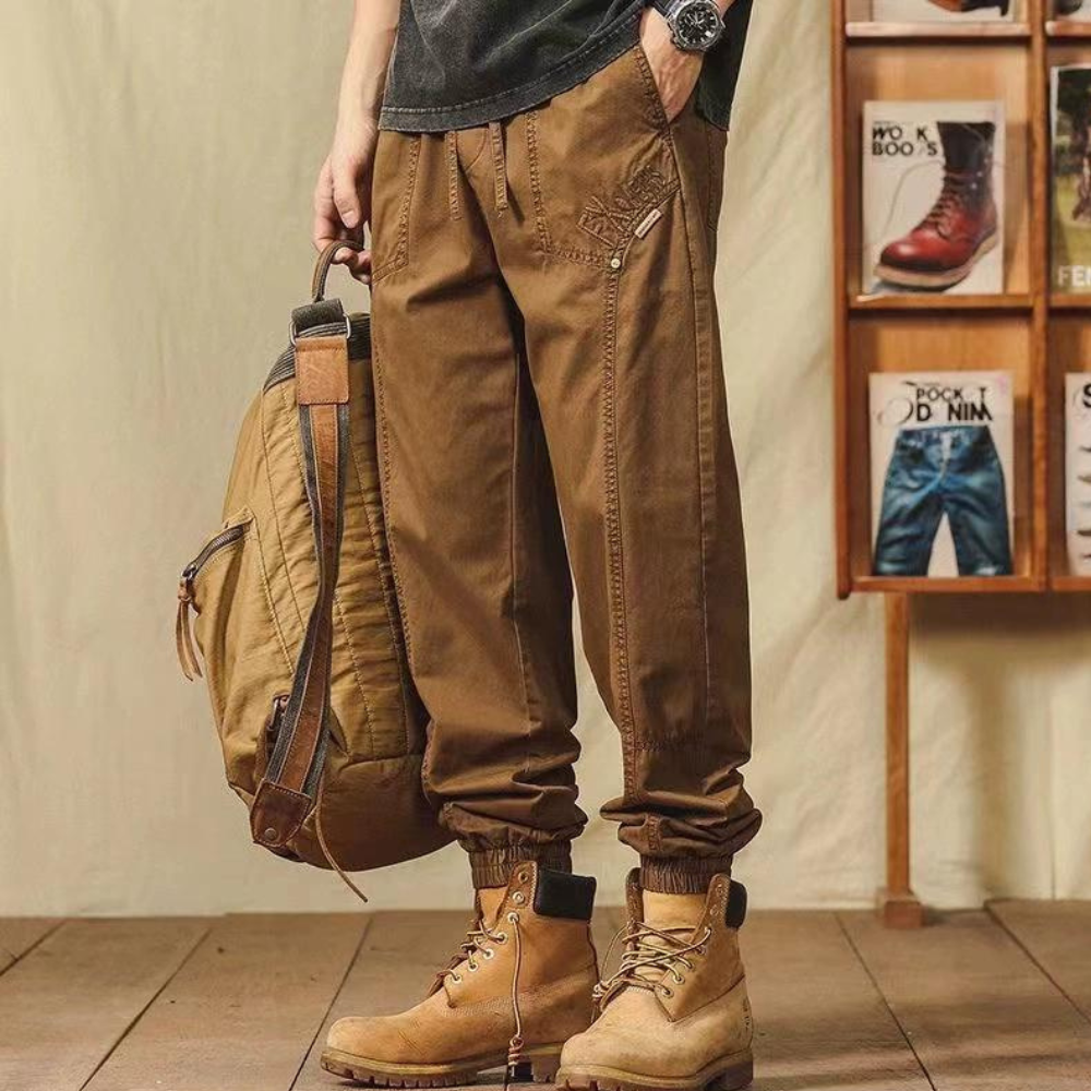American Casual Retro Solid Color Ankle Cargo Pants