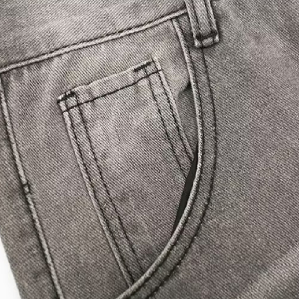 Green Star Embroidery Straight Jeans