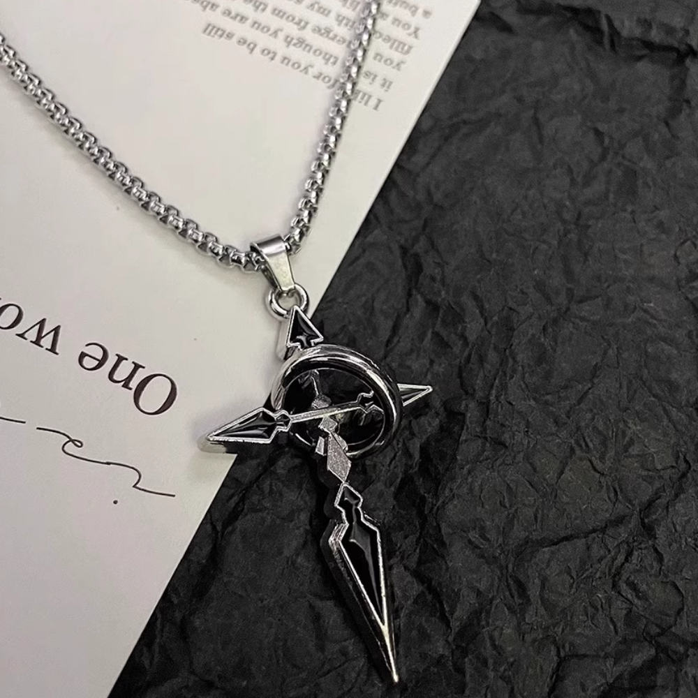 Retro Cross Ring Necklace