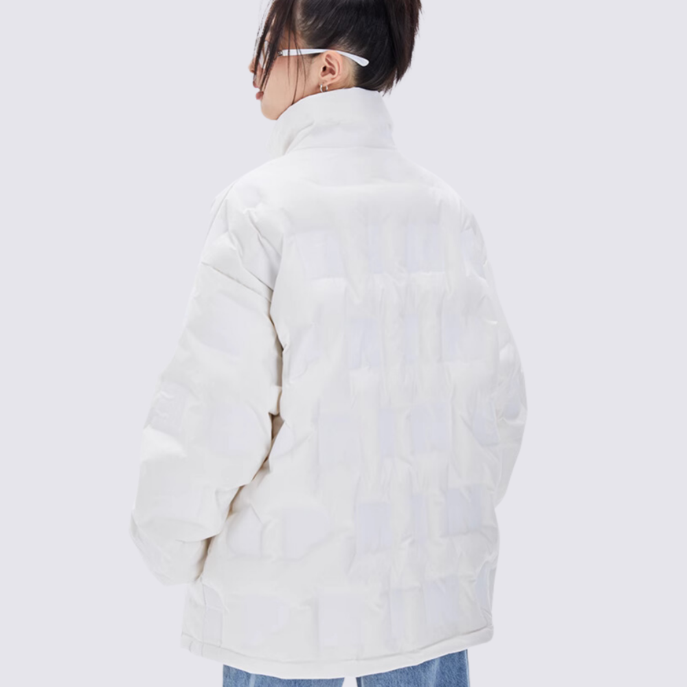 Women's White Zipper Down Jacket