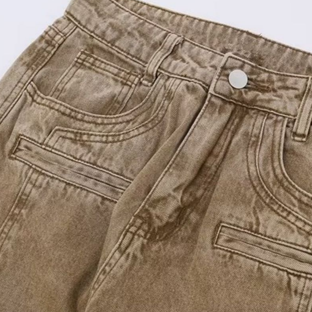 Vintage Distressed Yellow Slit Jeans