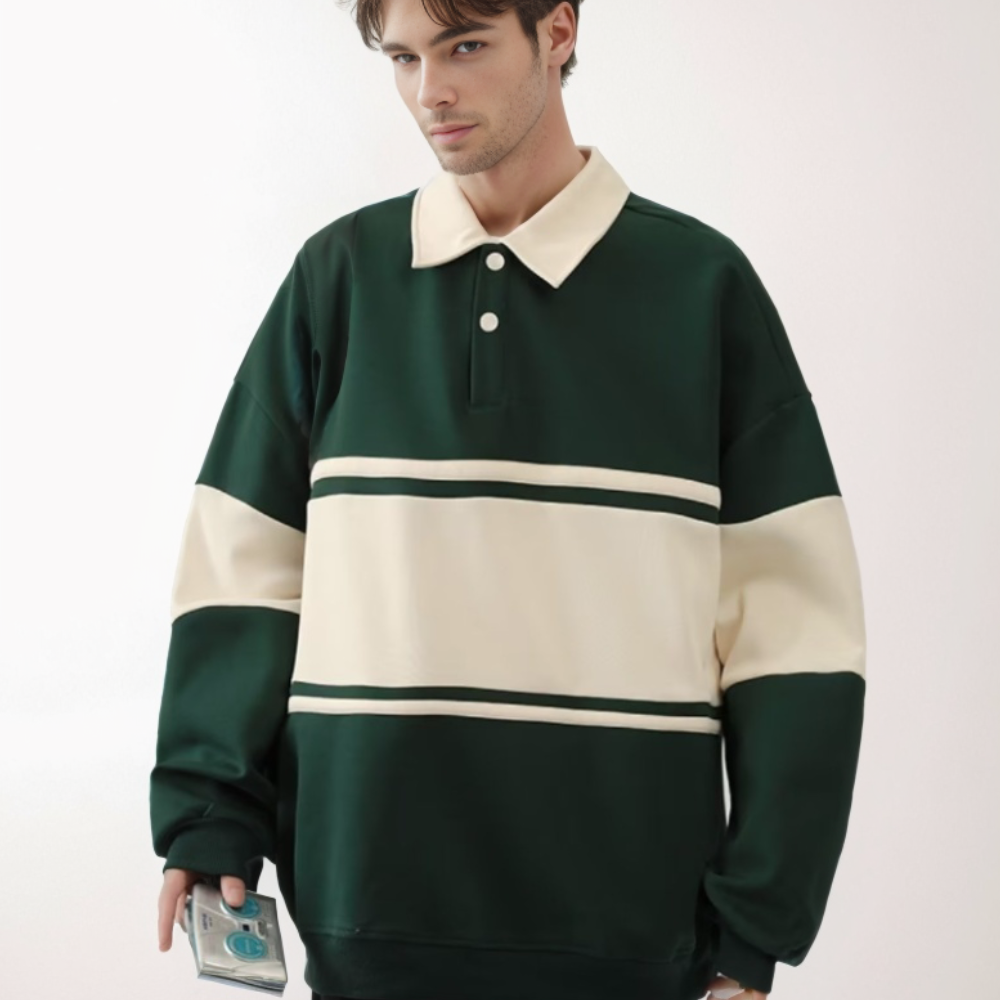 Japanese Striped Contrasting Sweatshirt