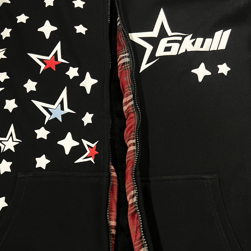 6Kull Puff Print Luxury Milky Way Zip Up Jacket