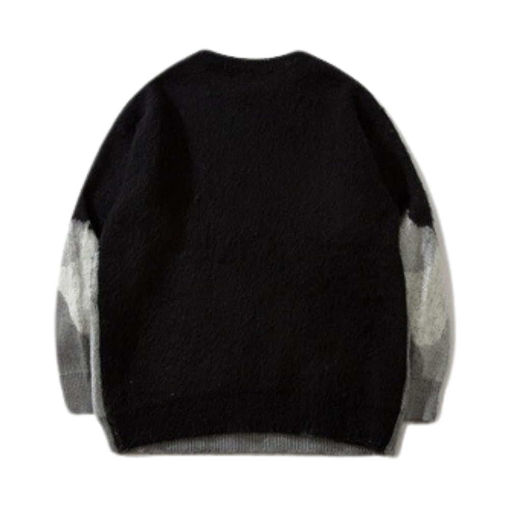 OOC' Cute Cat Color Block Sweater