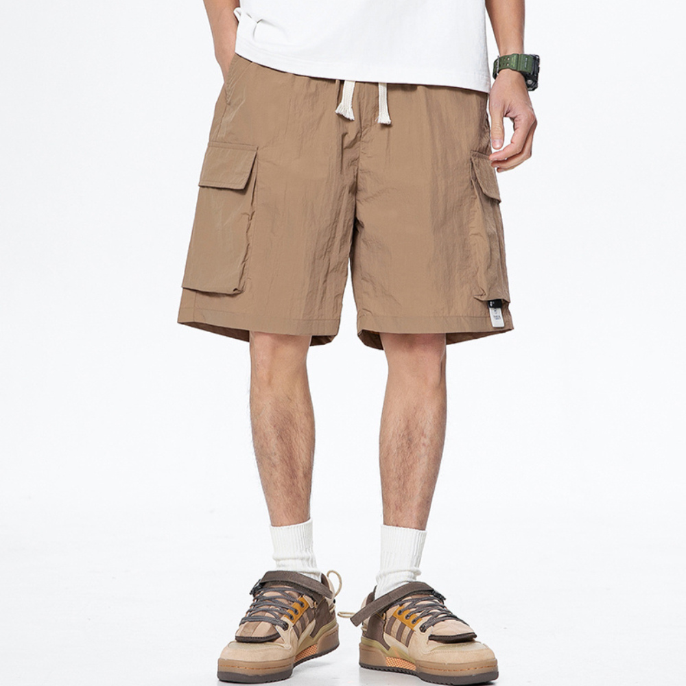Retro Solid Color All-Match Cargo Shorts