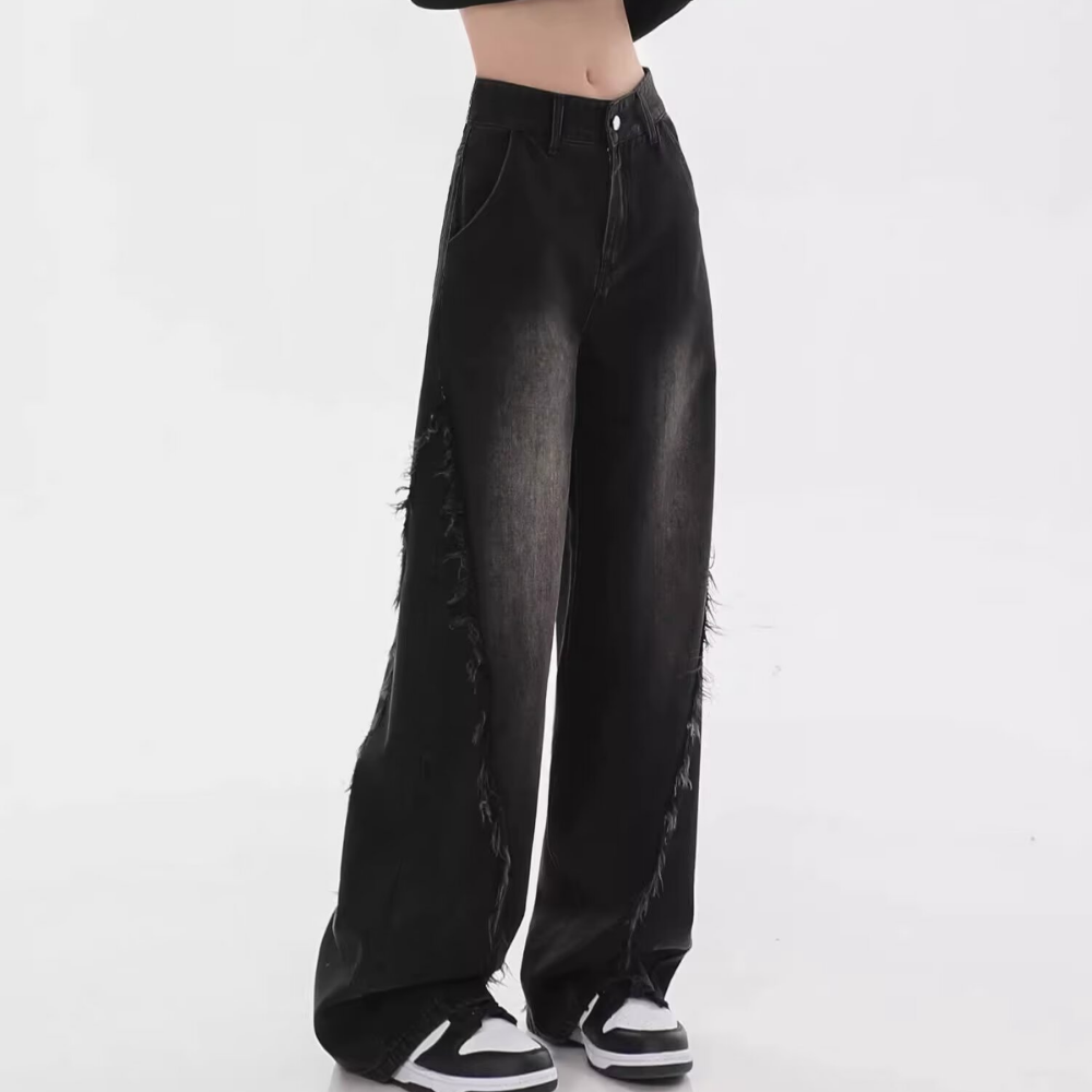 Women's Side Raw Hem Jeans