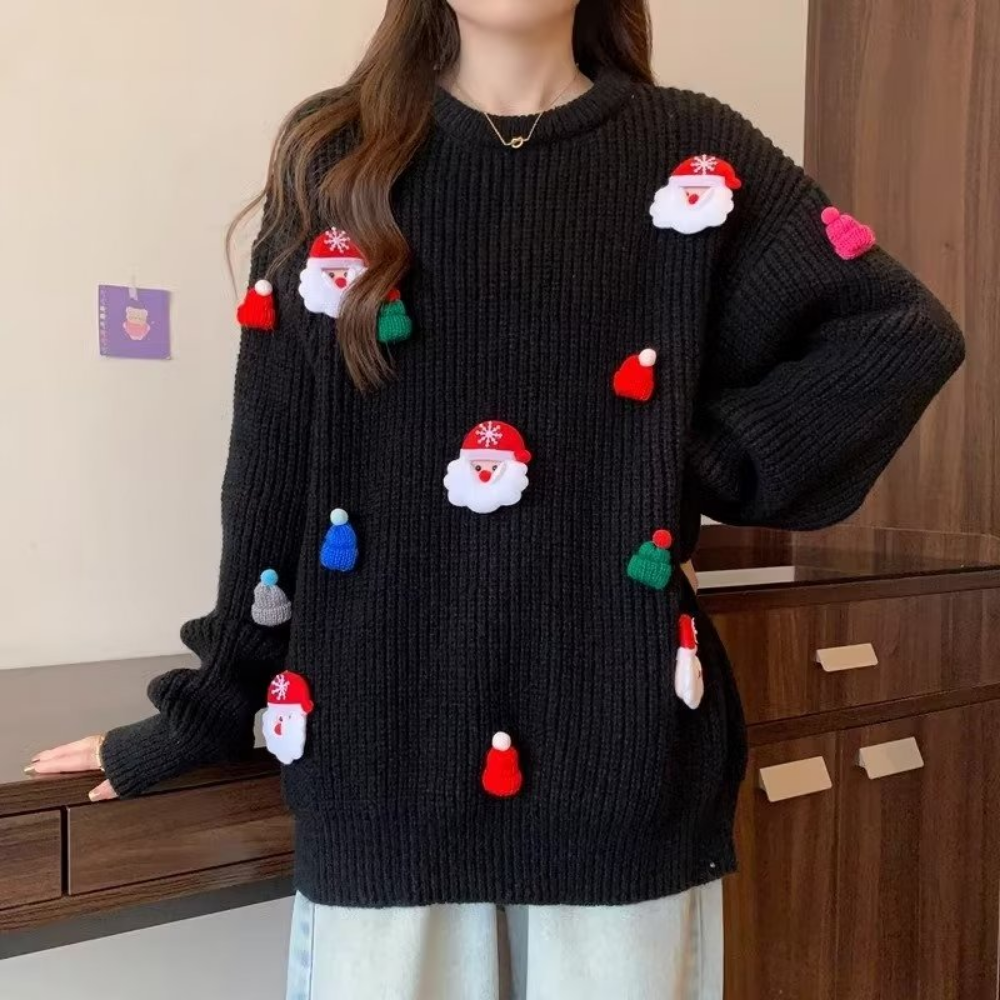 Women's Solid Color Santa Sweater