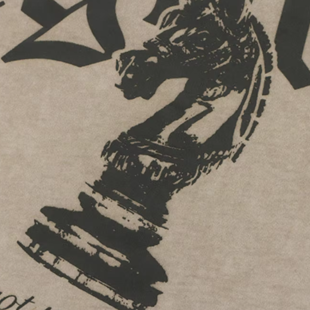 Vintage Chess Print Washed Distressed T-shirt