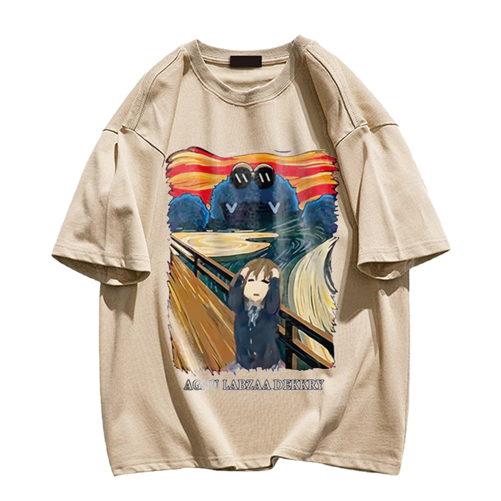 Upset Cartoon Girl Cotton T-shirt