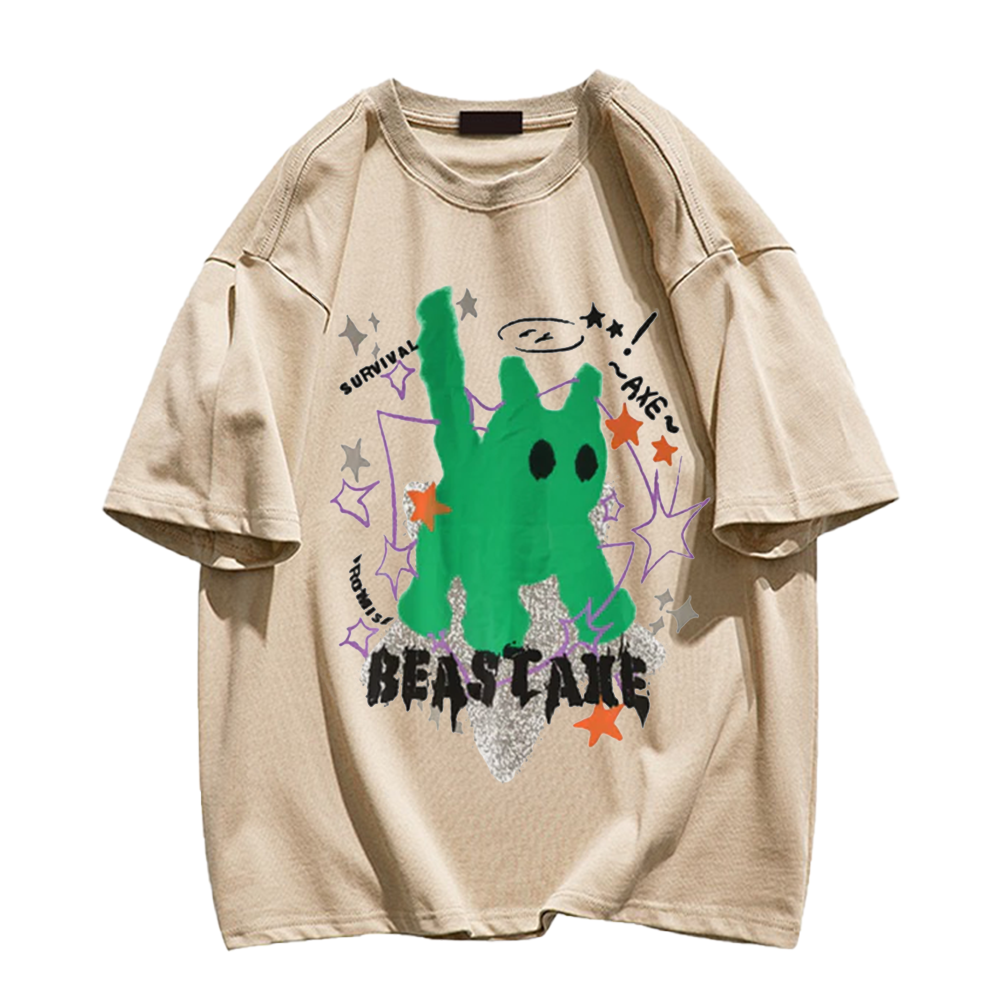 Urban Abstract Kitten Print T-shirt
