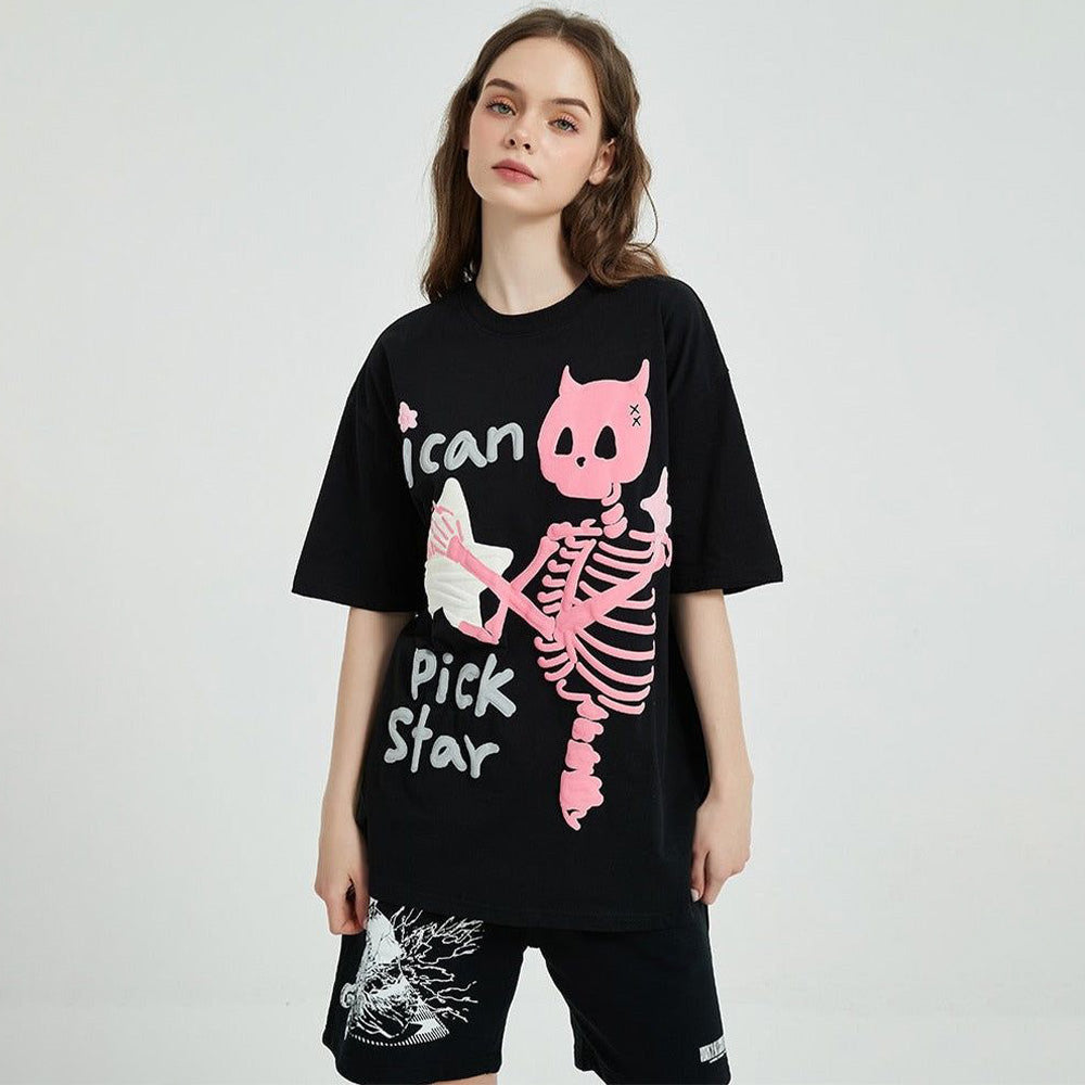 Dark Skull Star Print T-Shirt