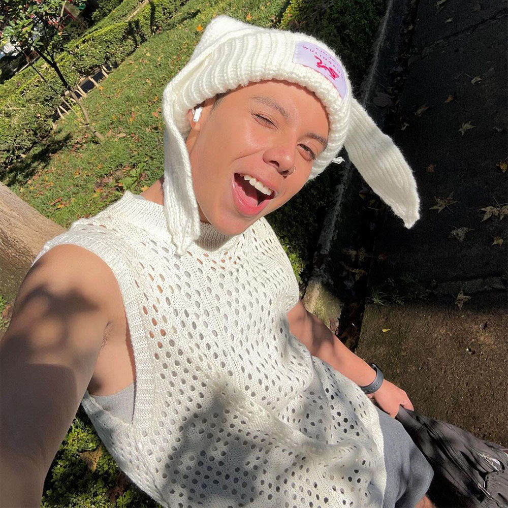 Street Solid Color Rabbit Knitted Hat