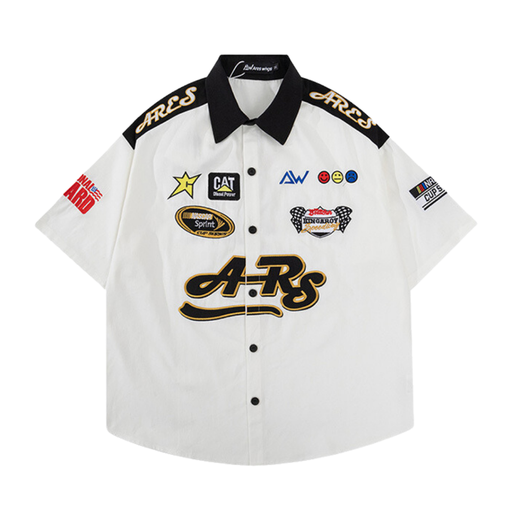 High Street Bold Pattern Graphic Biker Shirt