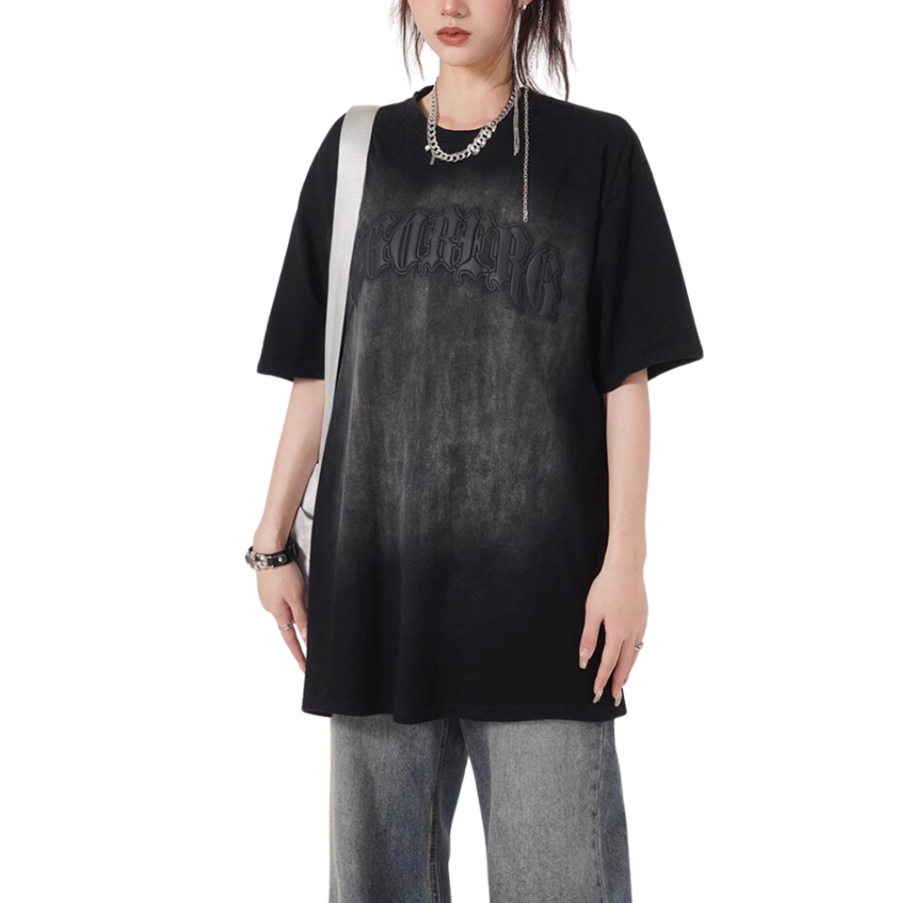 Retro 3D Gothic Lettering Washed T-shirt