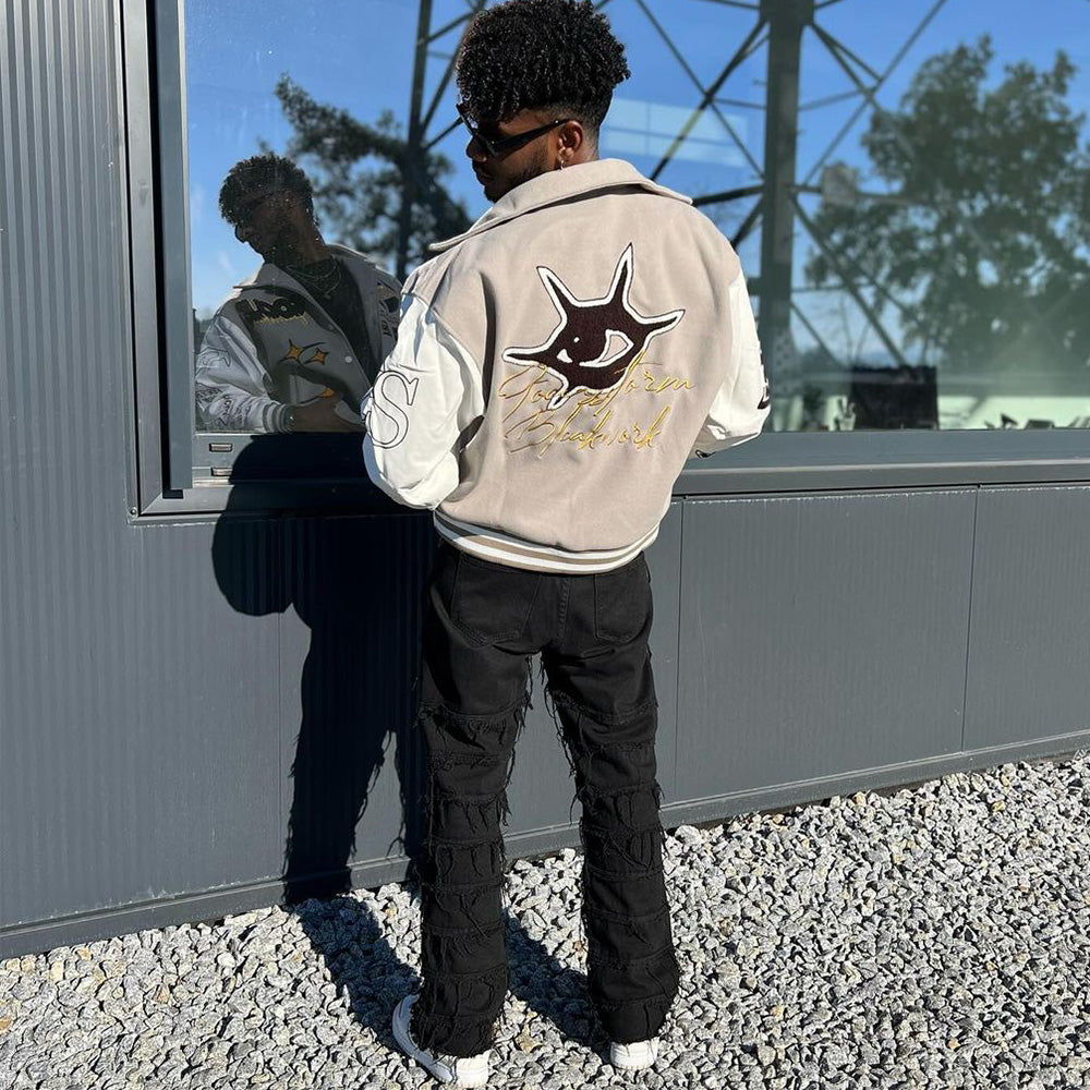 DF |American Black Destroy Washed Stacked Jeans