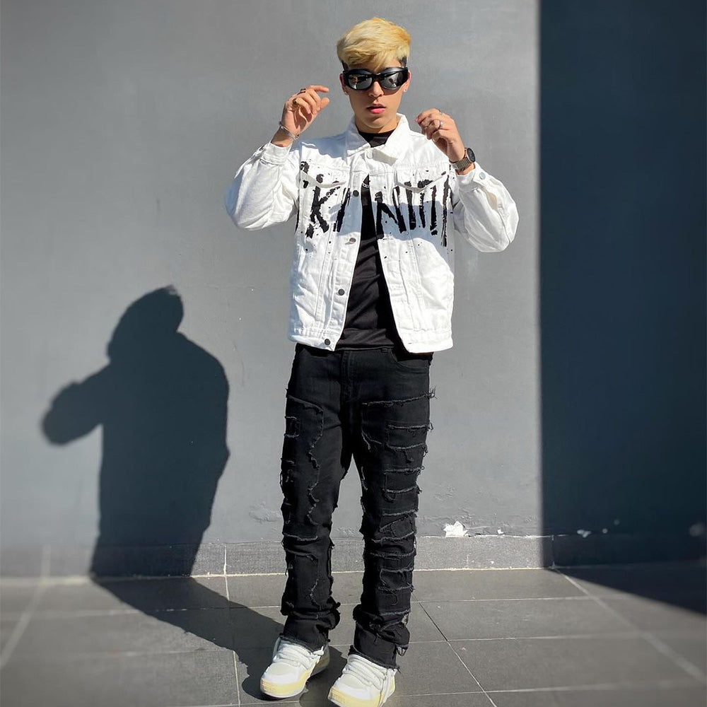 Hand-Drawn Graffiti Denim Jacket