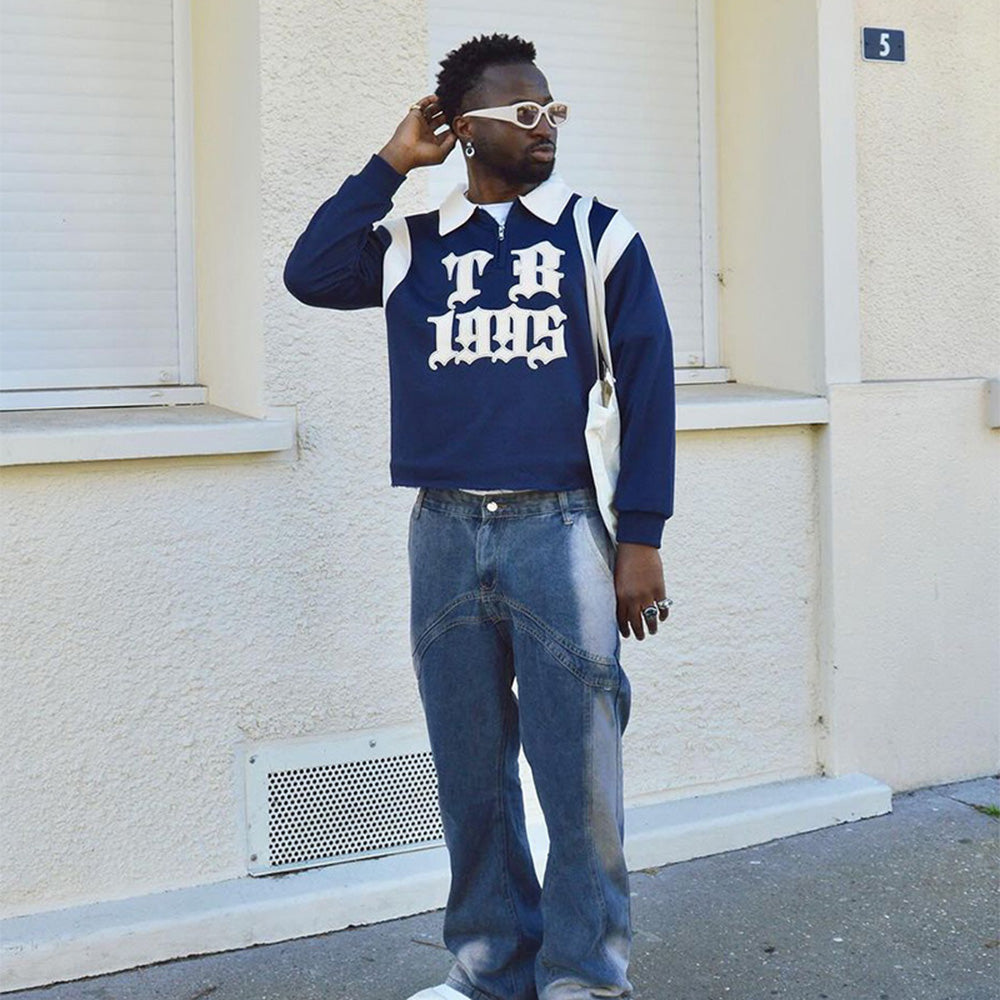 Japanese Three-Dimensional Printed Polo Sweatshirt