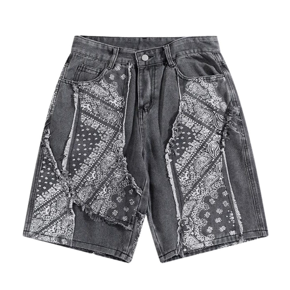 Street Cashew Panel Denim Shorts