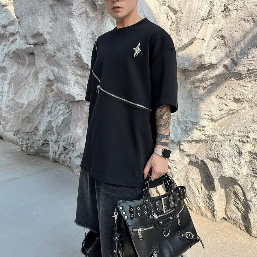 Urban Black Zip Soft T-shirt