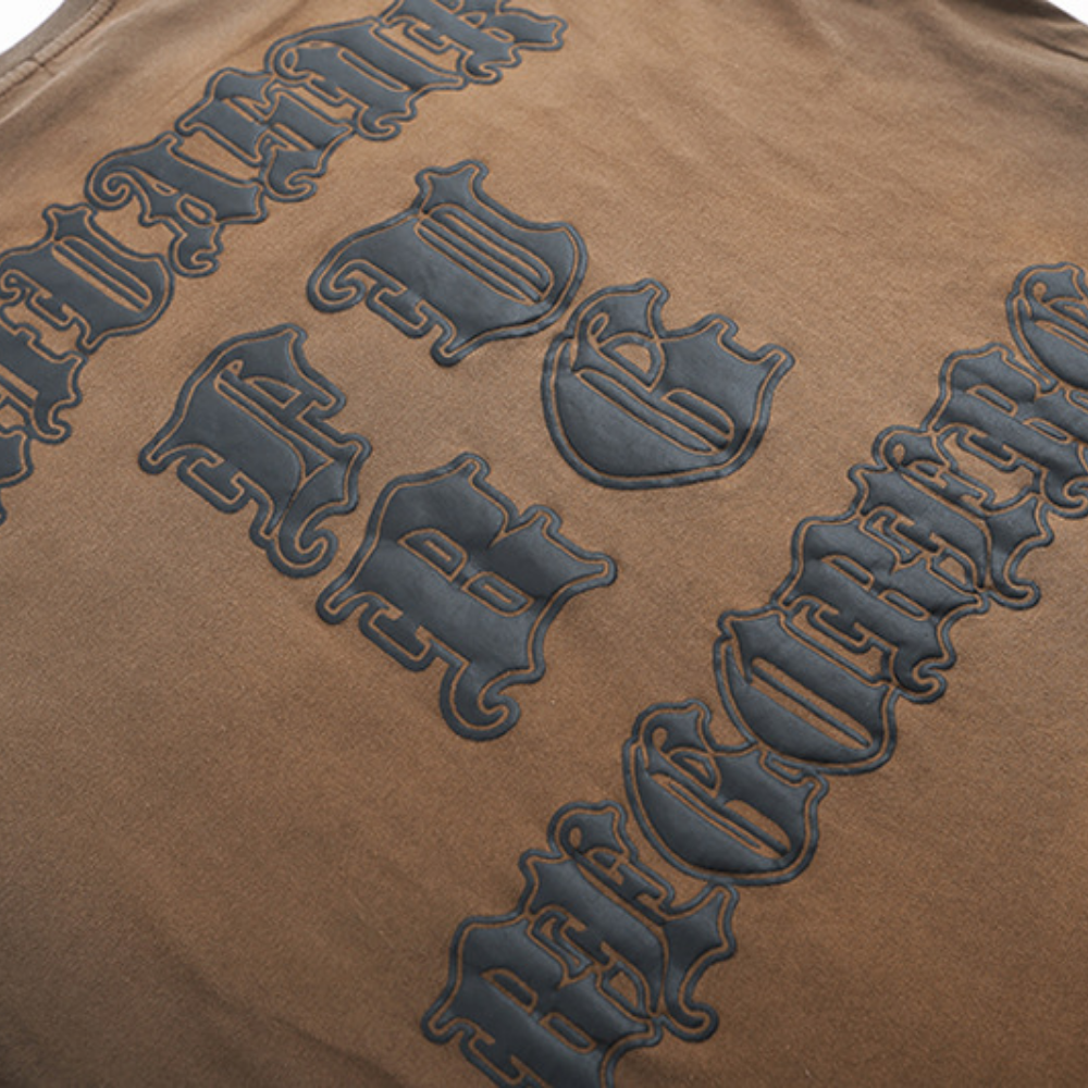 Retro 3D Gothic Lettering Washed T-shirt