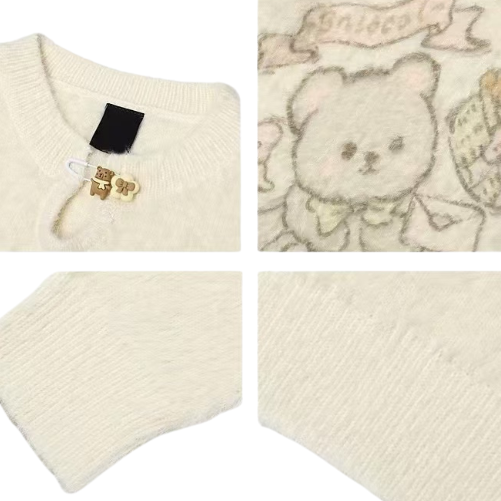 OOC' Retro Cute Cartoon Bear Sweater