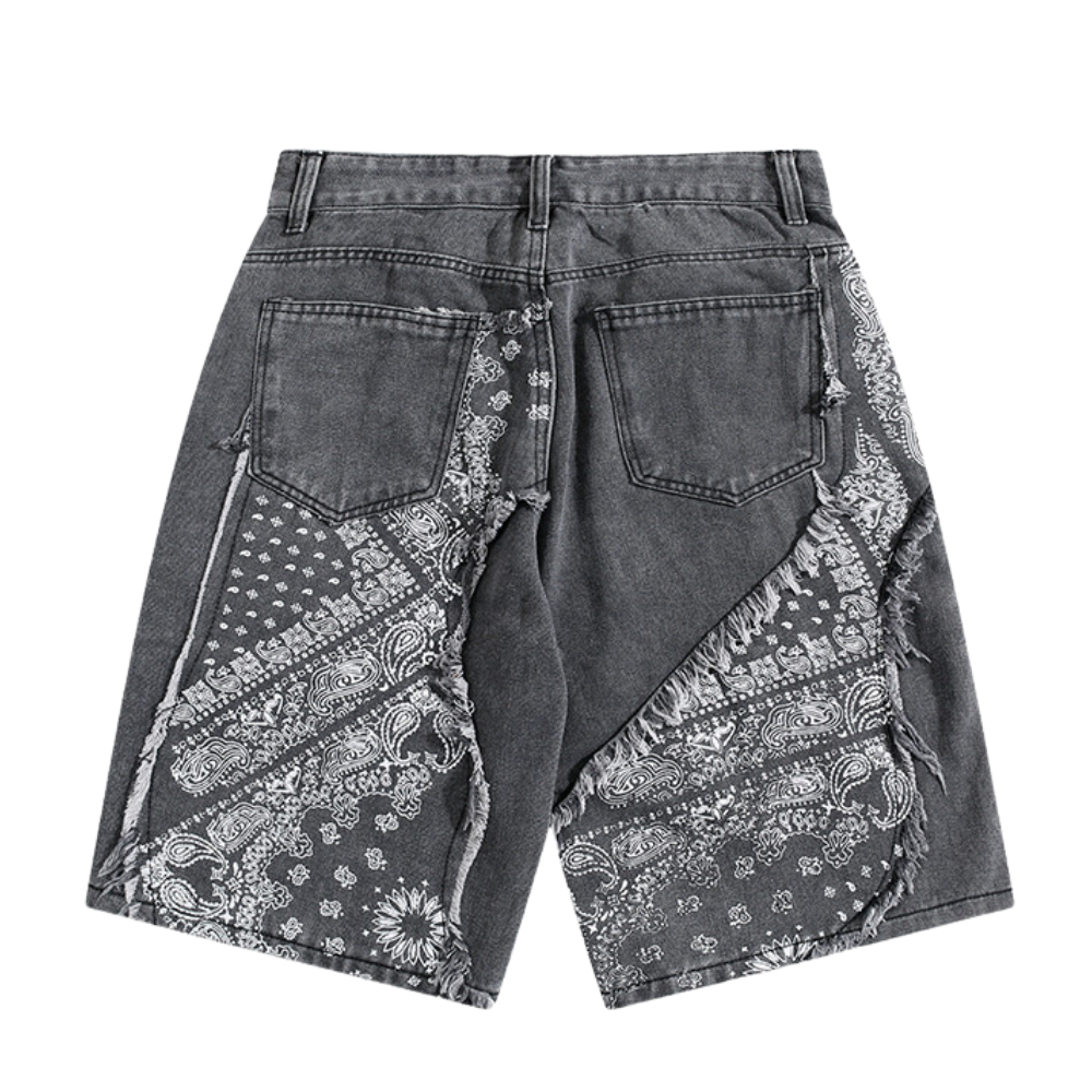 Street Cashew Panel Denim Shorts