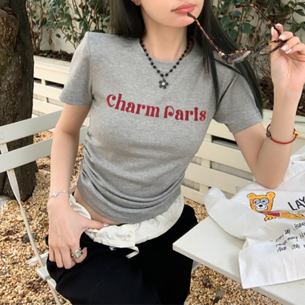 Women's Casual Drawstring Letter T-shirt
