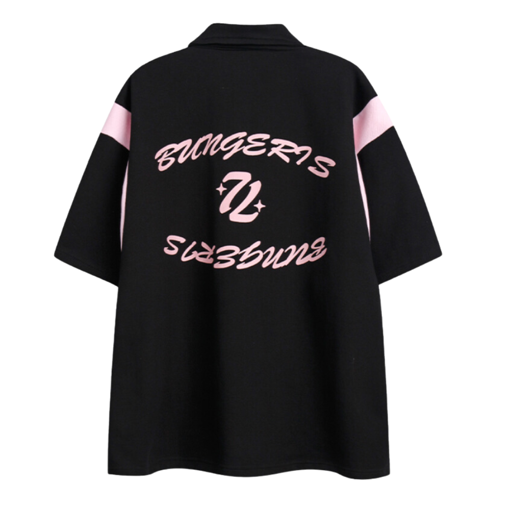 Japanese Letter Embroidery Polo Shirt