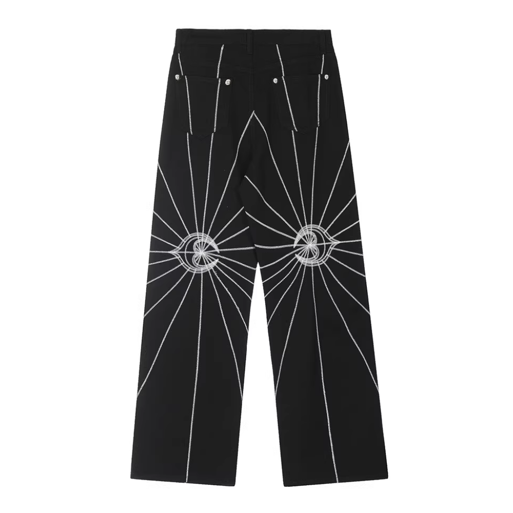Spider Web Embroidered Jeans