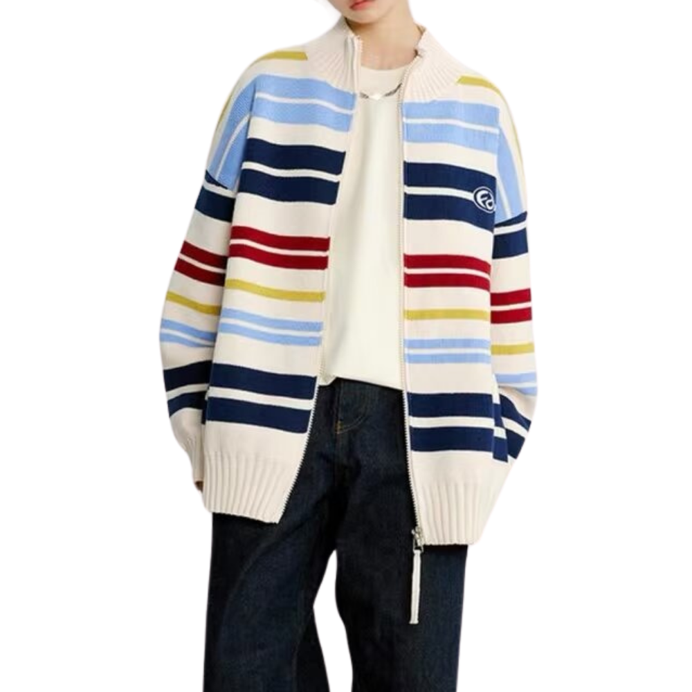 Japanese Striped Cardigan Sweater