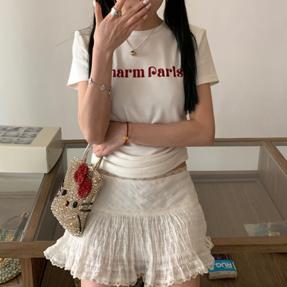 Women's Casual Drawstring Letter T-shirt