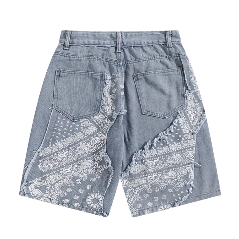Street Cashew Panel Denim Shorts