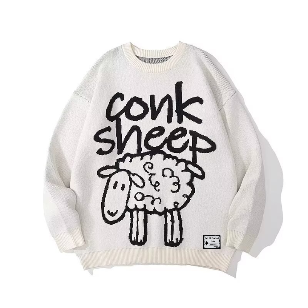 OOC' Cute Cartoon Sheep Pattern Knitted Sweater