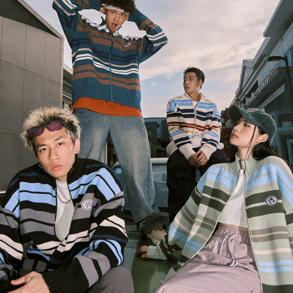 Japanese Striped Cardigan Sweater