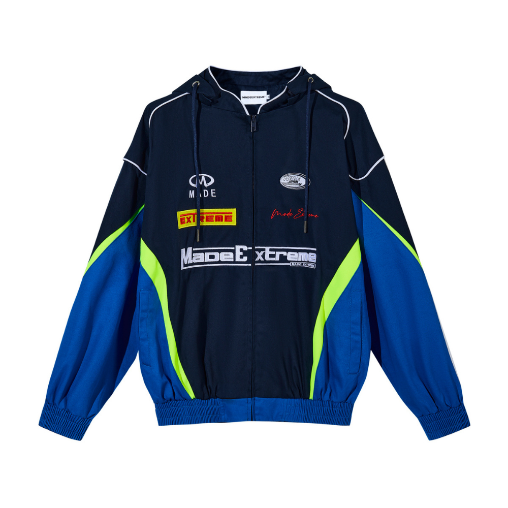 Motorcycle Style Hooded Embroidery Jacket