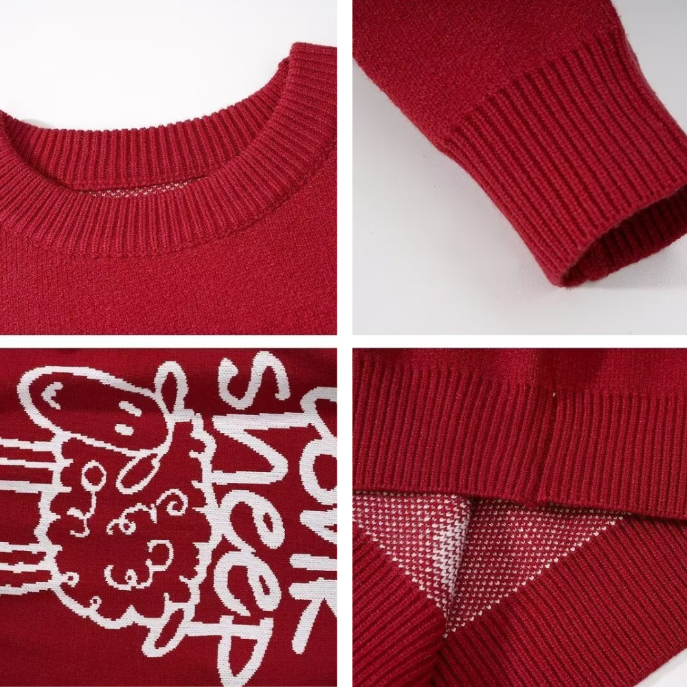 OOC' Cute Cartoon Sheep Pattern Knitted Sweater