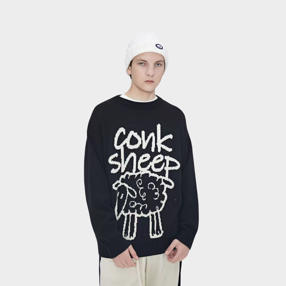 OOC' Cute Cartoon Sheep Pattern Knitted Sweater