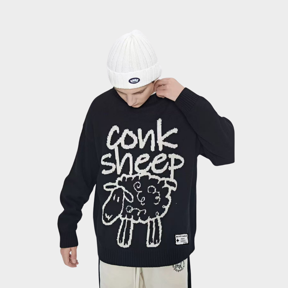 OOC' Cute Cartoon Sheep Pattern Knitted Sweater