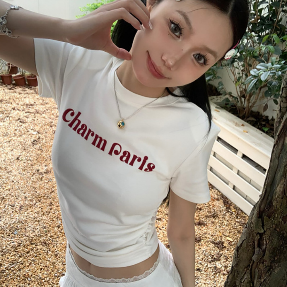 Women's Casual Drawstring Letter T-shirt