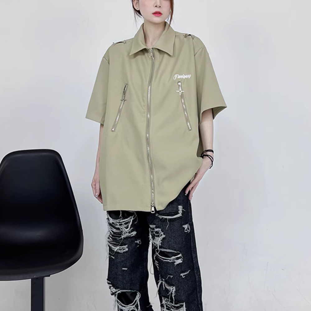 Street Plain Zip-Up Shirt