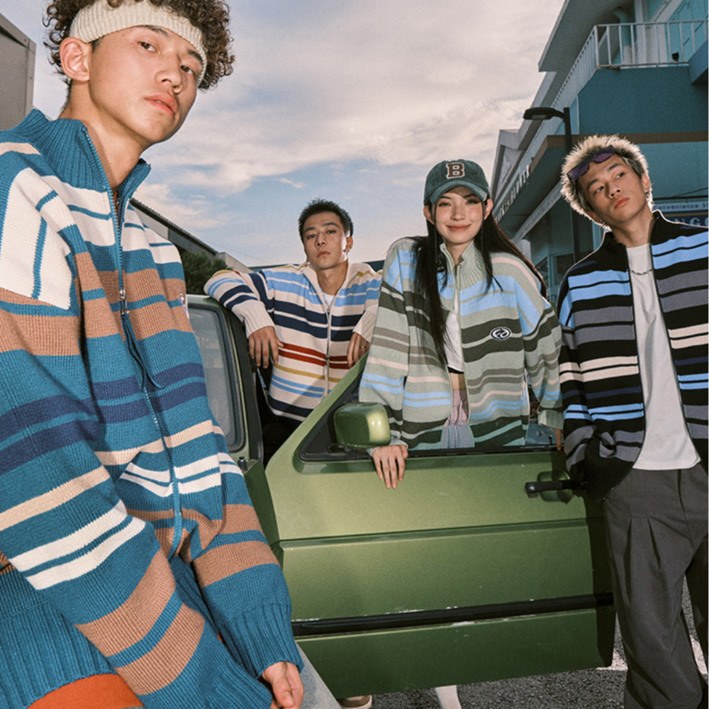 Japanese Striped Cardigan Sweater