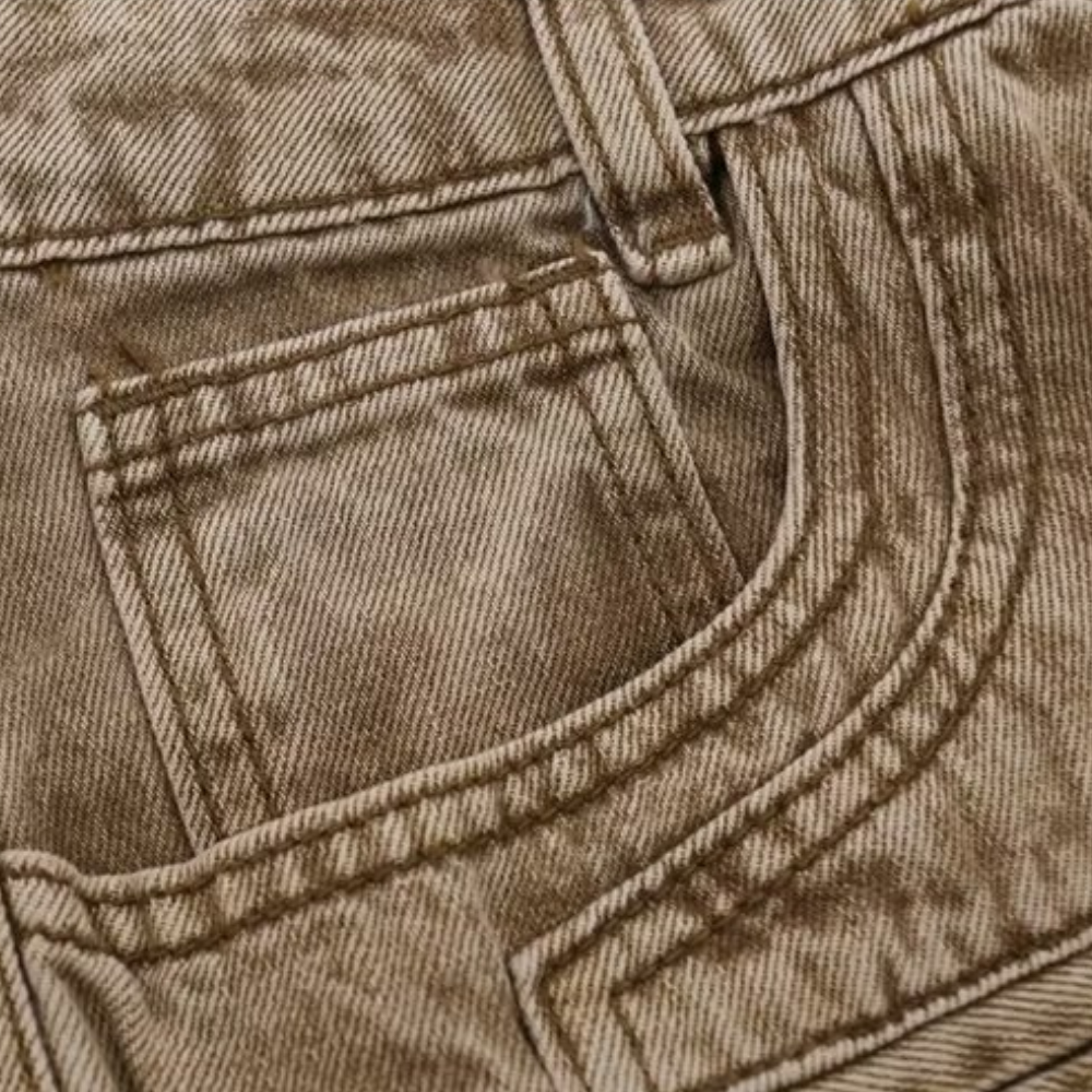 Vintage Distressed Yellow Slit Jeans