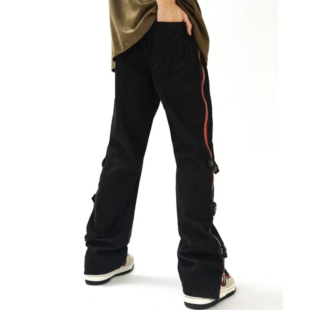 American High Street Side Zip Breasted Versatile Jeans