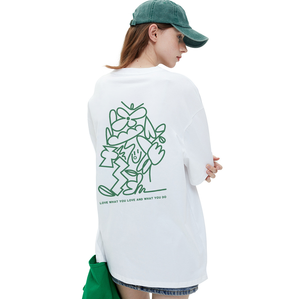 Chic Green Line Flower T-Shirt