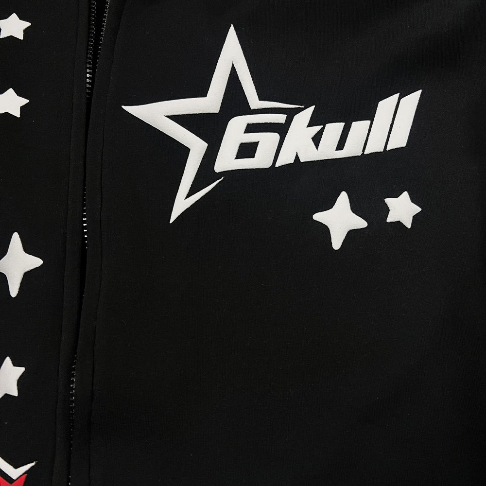 6Kull Puff Print Luxury Milky Way Zip Up Jacket