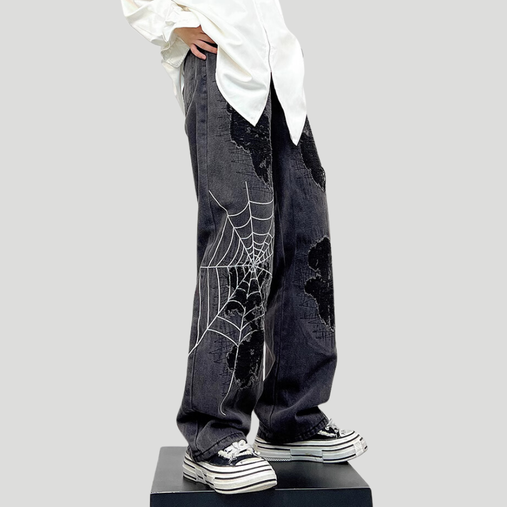 Black Spider Ripped Jeans